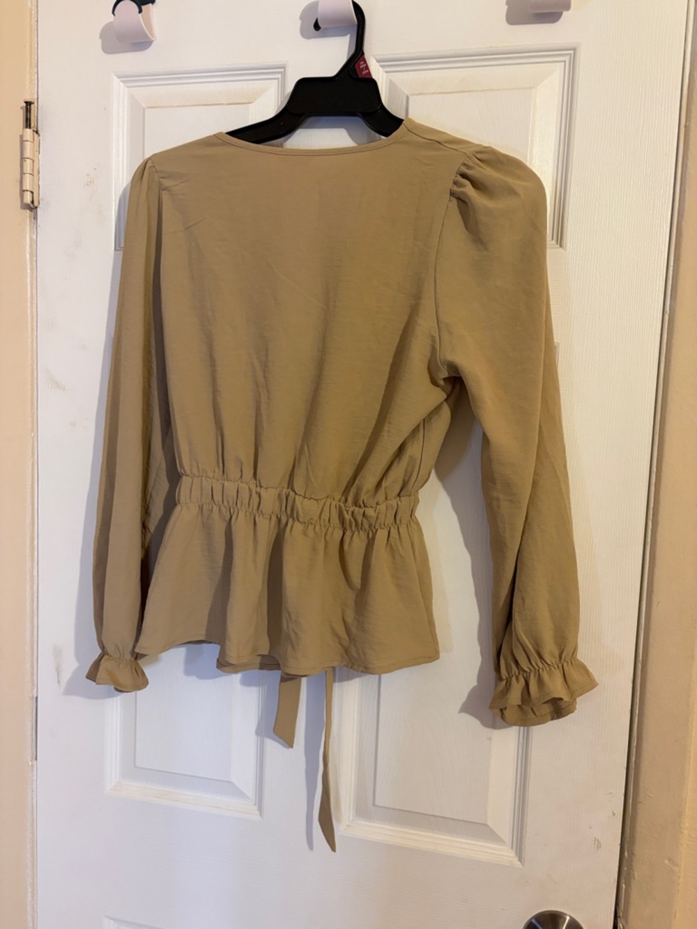Cavalini Sage-Tan V-Neck Tie-Waist Blouse HOM 1034 B - Picture 2 of 3